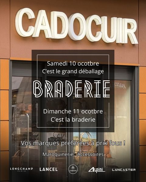 🔥 C’est le week-end à ne pas manquer chez Cadocuir ! 🔥
Samedi 10 octobre, place au grand déballage… et dimanche 11 octobre, on vous donne rendez-vous pour la braderie ! 👜✨
Vos marques préférées seront au rendez-vous avec des prix tout doux : Longchamp, Lancel, Cabaïa, Alpini, Lancaster… et bien d’autres ! 🤩
L’occasion parfaite de vous faire plaisir ou de trouver la pièce qui vous accompagnera pour la saison. 👀
📍 Cadocuir – Albertville
🛍️ Maroquinerie & accessoires
On vous attend nombreux ! 💙
#Cadocuir #Braderie #GrandDéballage #Albertville #Maroquinerie #Longchamp #Lancel #Cabaia #Kipling #Lancaster #BonnesAffaires #ShoppingAlbertville
